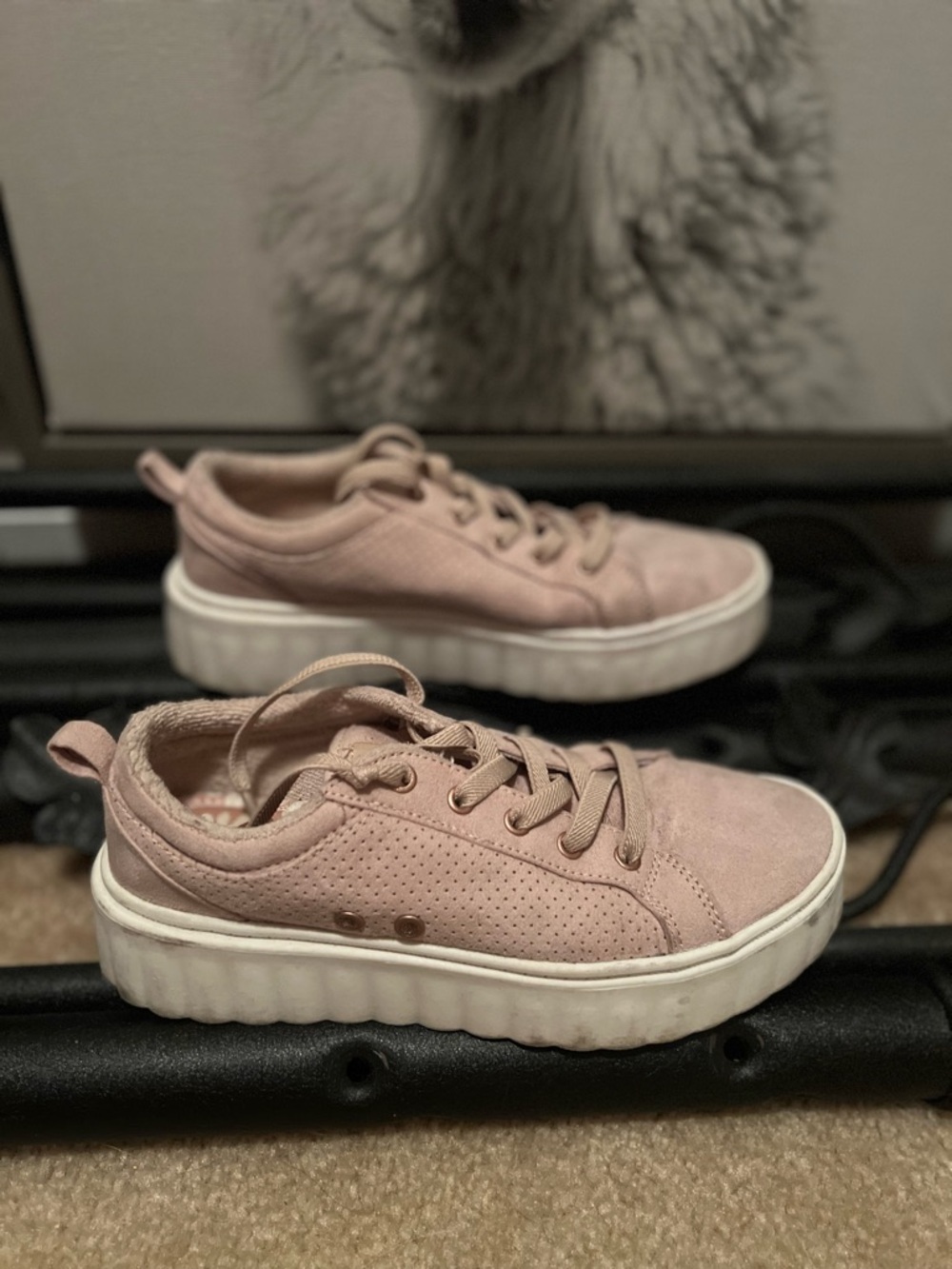 Roxy Blush Pink Suede Platform Sneakers 6